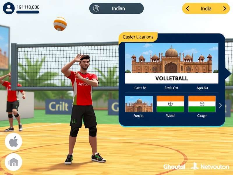Taj Volley Elite Master tournament screen showing Indian locations